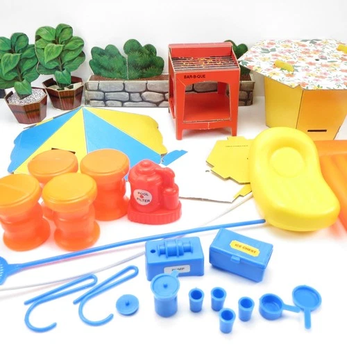 Vintage 1976 Empire Pool And Cabana Set Playset Parts Lot - Barbie