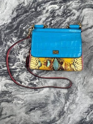 Dolce Gabbana Leather Miss Sicily Top Handle Bag Multicolor