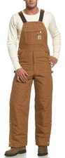 NWT CARHARTT R41 BROWN Quilt Lined Duck Zip thigh Bib Overalls 50 X 34