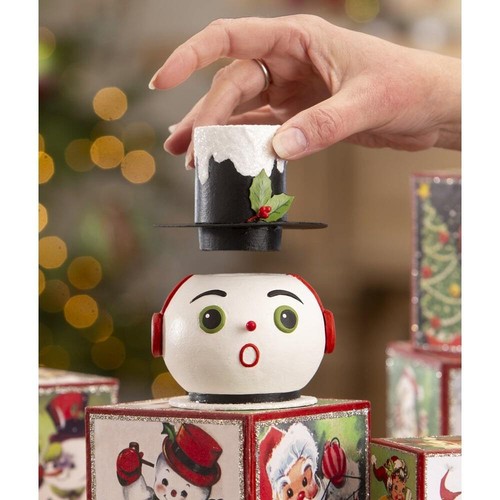 Vintage Surprised Snowman Container by Bethany Lowe Designs - Picture 4 of 5