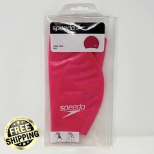 Speedo Long Hair Swimming Cap Unisex Silicone Lightweight Durable Fit Pink New