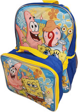 Group Kid'S Licensed 16 Inch Backpack with Removable Lunch Box Set Sponge Bob 