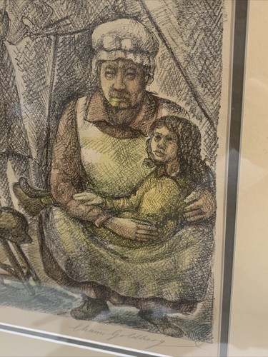SIGNED Lithograph By CHAIM GOLDBERG SHTETL Jewish Scene 1960’s Fiedler Judaica - Picture 3 of 12