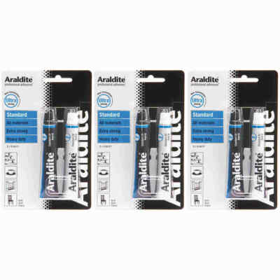 3 x Araldite Ultra Strong 15ml Slow Repositionable Epoxy Adhesive Glue Tubes