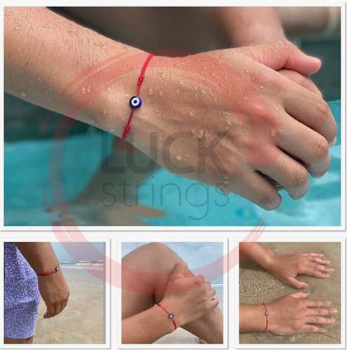 3X Lucky Eye Waterproof Bracelet Blue Evil Eye Red String Protection Men Women - Picture 2 of 7