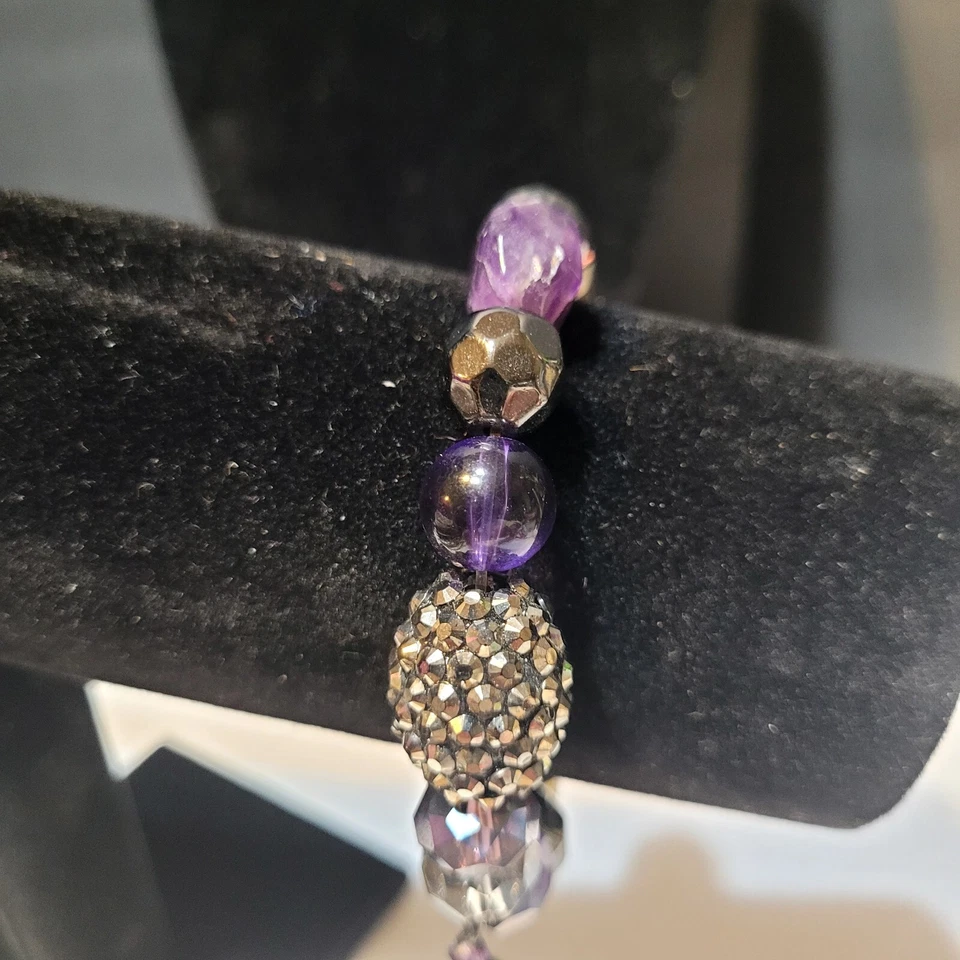 Chicos Purple And Silver Beaded Bracelet With A   Gray Tassle - Image 4 of 4