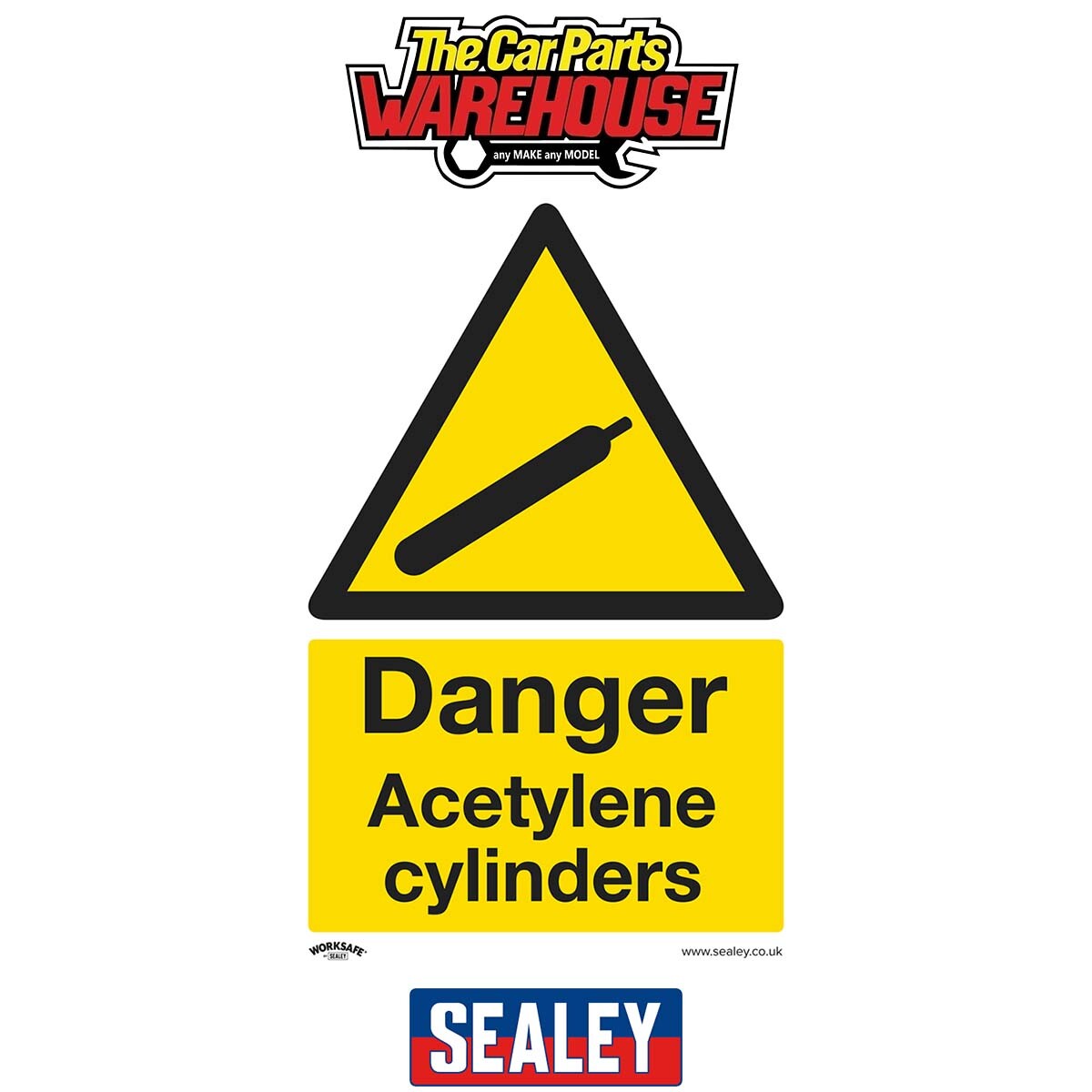 Sealey SS63V1 Worksafe Danger Acetylene Cylinders Safety Sign - Self-Adhe
