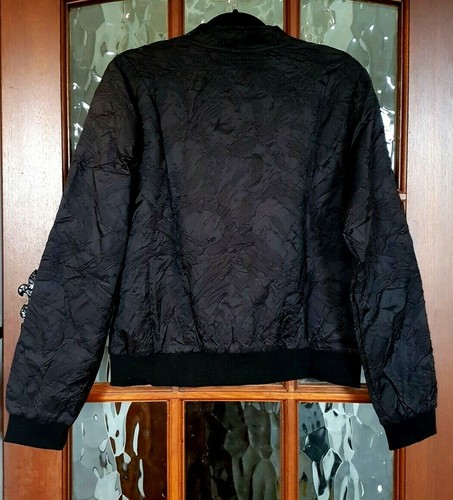 BANNED ALTERNATIVE Women's Textured Black Lava Bomber Jacket L UK 14 NWT - Picture 6 of 8