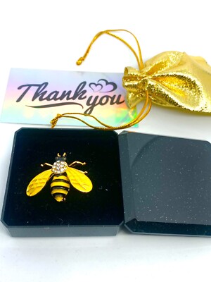 NEUE BIENE BROSCHE Kristall Perle Emaille Gold Hummel - Damen UK VERKÄUFER - IN GESCHENKBOX