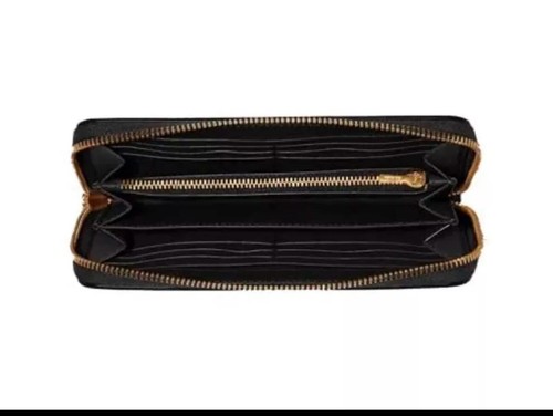 Coach Gold/Khaki/Black Signature Coated Canva Long Zip Around Wallet (C4452) New - Picture 2 of 6