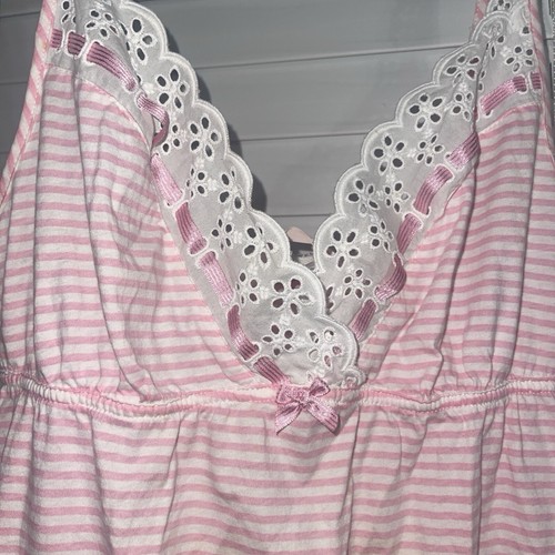 Victoria’s Secret Sexy Country Cotton Pink/White Stripe Eyelet Lace Babydoll S - Picture 15 of 21