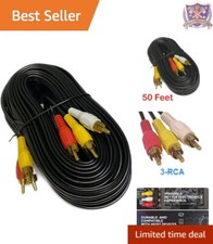 50FT RCA Audio Video Cable Gold Plated 3 Rca Compatible Multimedia Connection
