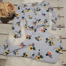 Abercrombie Kids Big Girls Size 9/10 White Blue Striped Floral outfit set