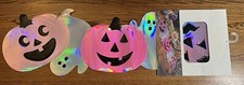 Isaac Mizrahi Table Runner Holographic Pastel Pumpkin And Ghost Halloween Decor