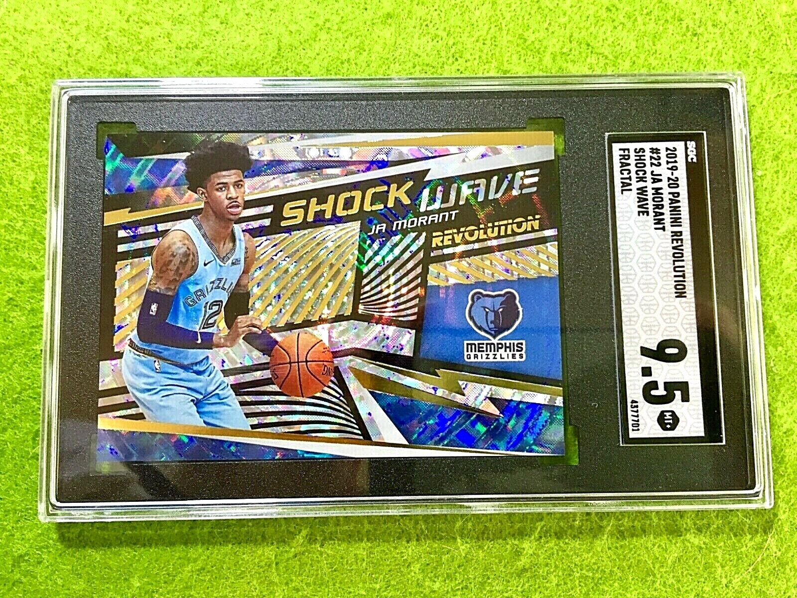 JA MORANT FRACTAL PRIZM ROOKIE CARD GRADED SGC 9.5 GRIZZLIES 2019-20 Revolution