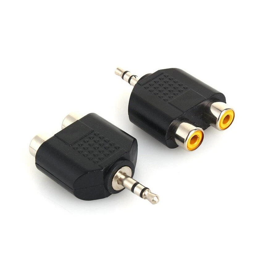 New 3.5mm AUX Male to 2 RCA Female Socket Adapter Y Splitter Connector Converter - Image 2 of 2