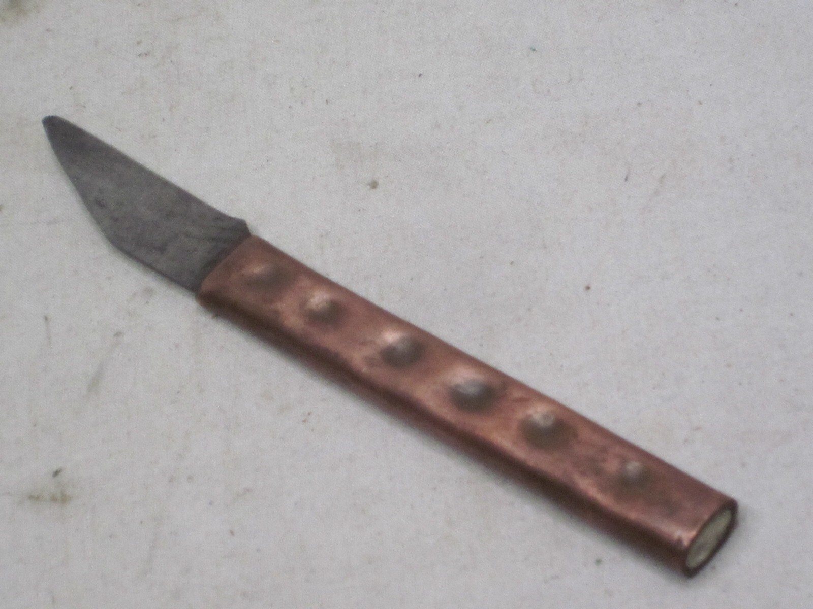 old vintage hammered copper handle fixed 1 3/4" blade paring parer knife cutlery eBay