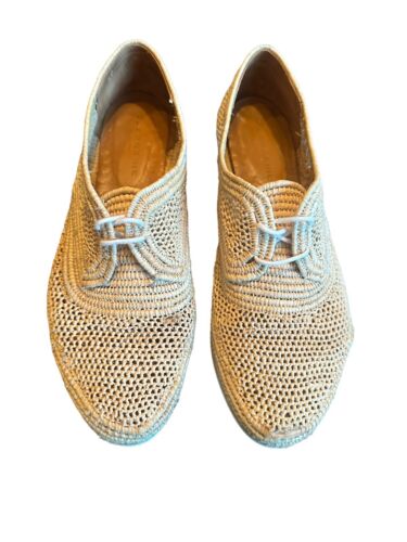 Robert Clergerie Lisa Derbies Natural Raffia Retail $445 Sz 10.5 Repaired #S50-5