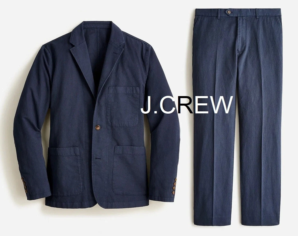 J.CREW suit navy 40 jacket + 32 pants cotton linen casual chino chore blazer nr
Opens in a new windo