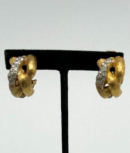 Vintage KJL Rhinestone gold hoop earrings - Picture 5 of 9