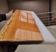 White Epoxy Dining Table Top, Epoxy Wooden Table Top Home Decor Furnitutre