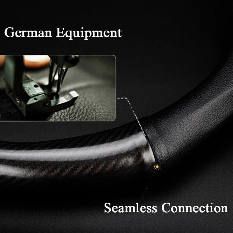 Cubierta de volante de coche de cuero de fibra de carbono de 15" 38 cm para Mercedes Benz Foto 4 de 4