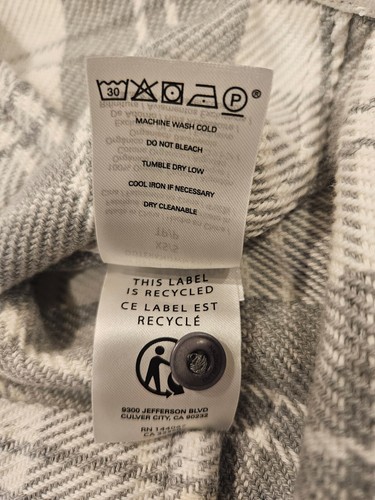 NWT WOMENS OUTERKNOWN BLANKET SHIRT GRAY CREAM PLAID LONG SLEEVE BUTTON XS/S - Picture 12 of 13