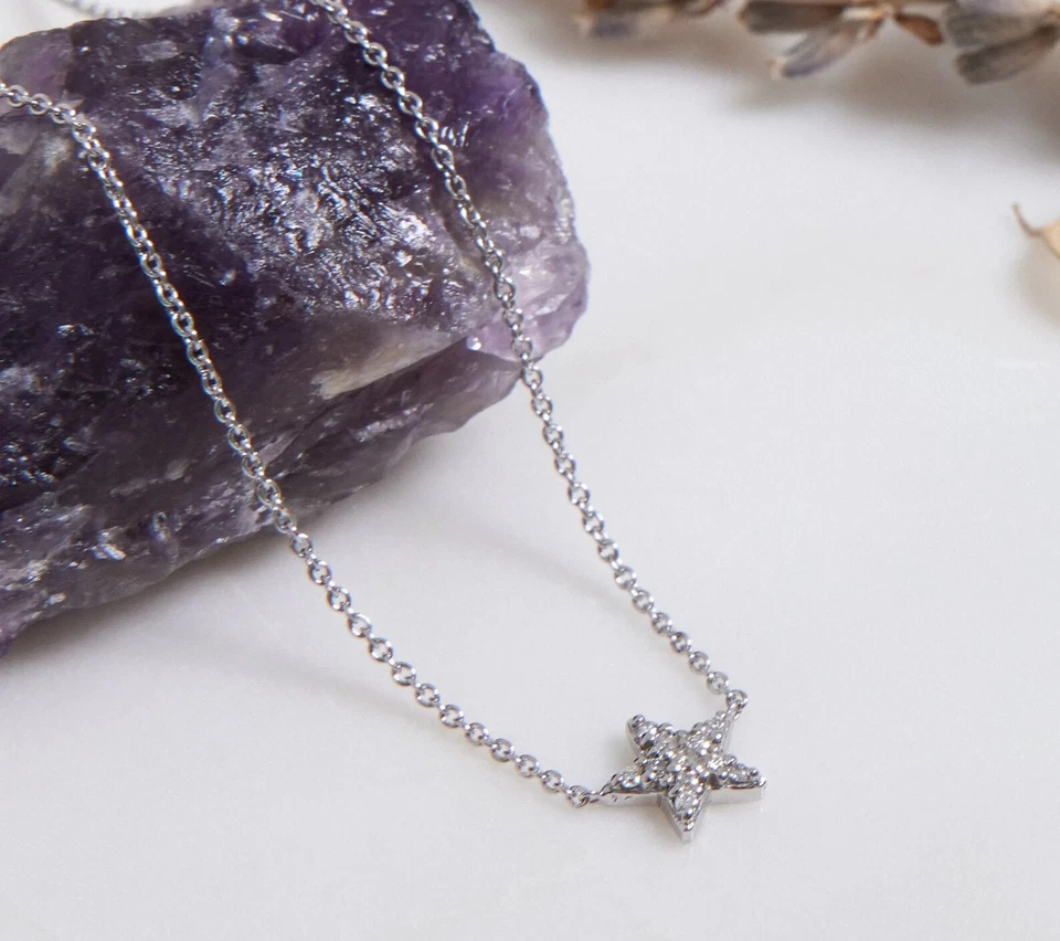 14K YELLOW GOLD MINIMALIST DIAMOND STAR NECKLACE - Image 4 of 4