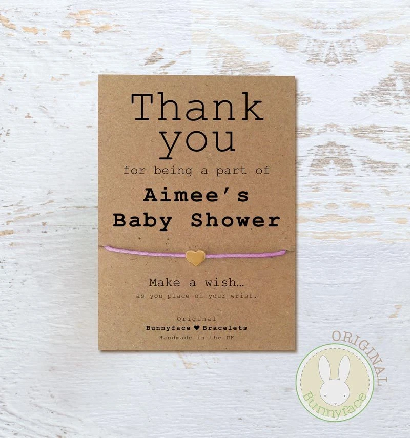 BABY SHOWER Wish Bracelet Card Thank You Gift Favours Pregnancy