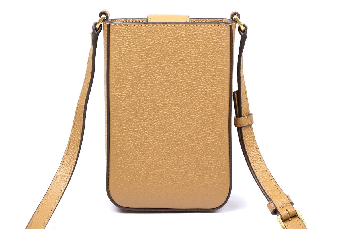 Tory Burch Britten Tiramisu Tan Leather Cellphone Crossbody