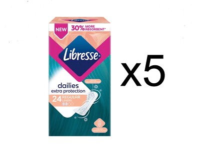 5pack LIBRESSE EXTRA PROTECTION REGULAR, sanitary daily liners, 24 pcs