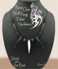 Rugged BEAR CLAW WOLF FANG NECKLACE Beastly Tribal HOT! Jewelry Replica MTN MAN'