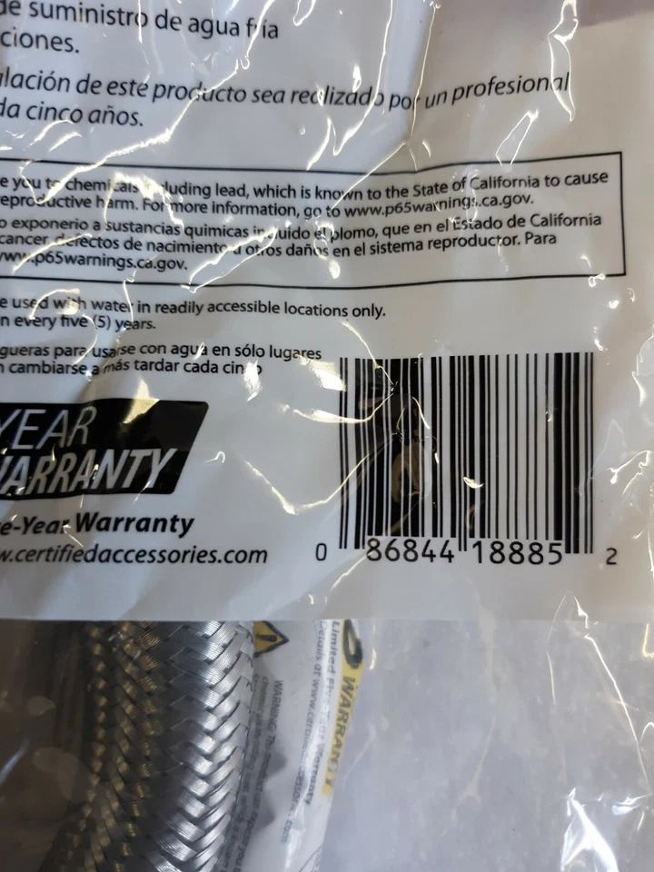 4 pares de mangueras certificadas para lavadora de acero inoxidable para electrodomésticos 4 pies-2 paquetes (1D) Foto 4 de 4
