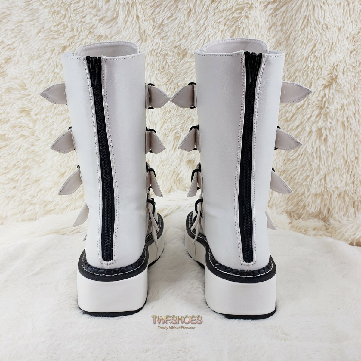 靴 Semantic design white boots emo y2k Buy Women Ankle Boots Mental Decoration Punk Rock Women's
