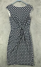Lauren Ralph Lauren Womens 4 Blue Jersey Dress Twist Front Stretch Geometric