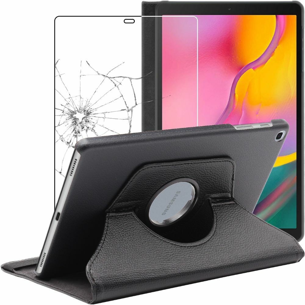 Coque Samsung Tab A 10.1 2019 évite les rayures d'écran grâce à sa housse pivotante en verre