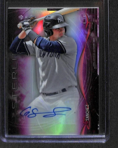 2014 Bowman Sterling Pink Refractor Autograph #BSPA-GS Gary Sanchez No 41 of 99
