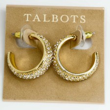 New 25mm Talbots Rhinestone Hoop Earrings Chic Women Party Vacation Jewelry Gift