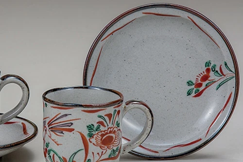 Kutaniyaki Coffee Cup and Saucer - Thumbnail 2