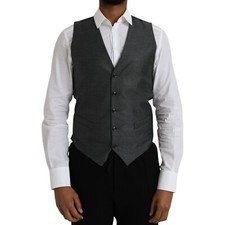 DOLCE & GABBANA Vest Gray Wool Formal Dress Waistcoat Gilet IT48/US38/M 600usd