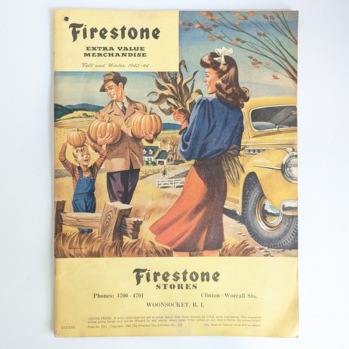 Vtg 1943-44 Firestone Catalog Christmas Toys WWII Era Auto Tires Radios 67 pgs