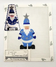 The Princess and Me Hand Painted Needlepoint Santa Canvas Blue Christmas Without