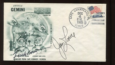 ASTRONAUTS LOVELL & BORMAN SIGNED DEC 4 1965 GEMINI 7 LAUNCH COVER