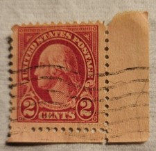 2 Cent Red George Washington Stamp. Corner Stamp Look At All That Extra Selvage
