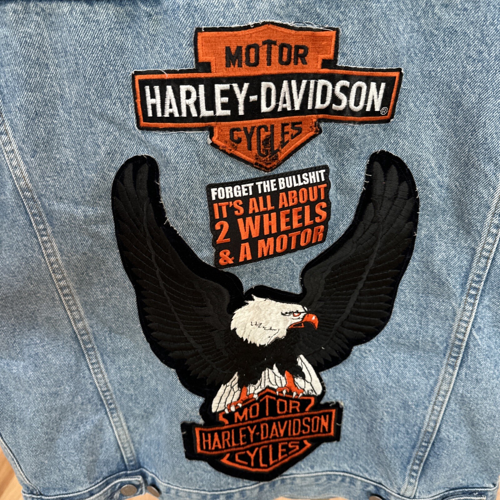 Harley Davidson Multi-patch Denim Sleeveless Jack… - image 8