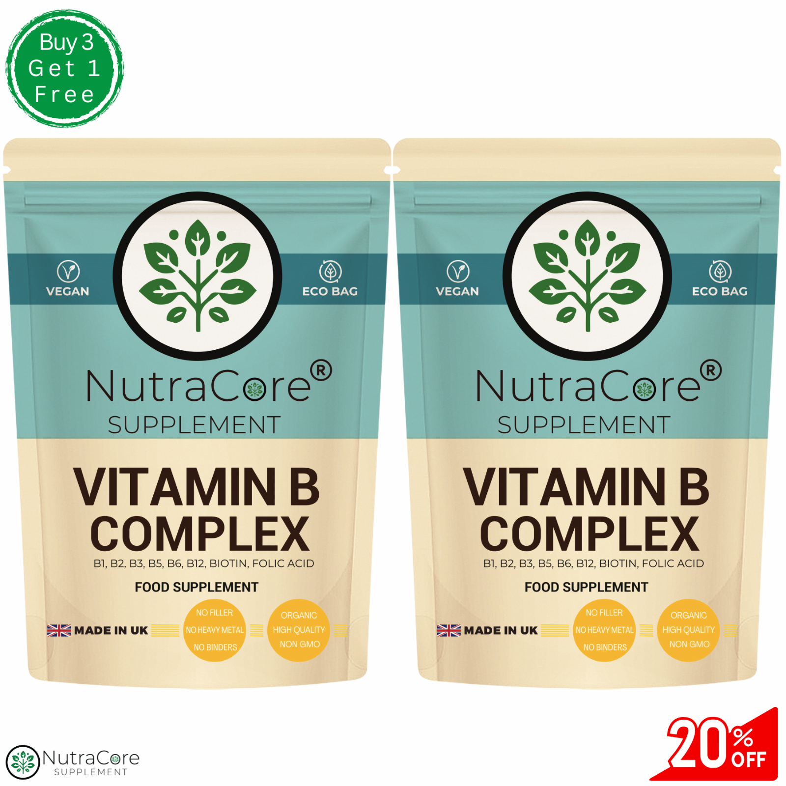 Vitamina B Complejo Cápsulas- (B1 B2 B3 B5 B6 B12, Biotina, Ácido Fólico)