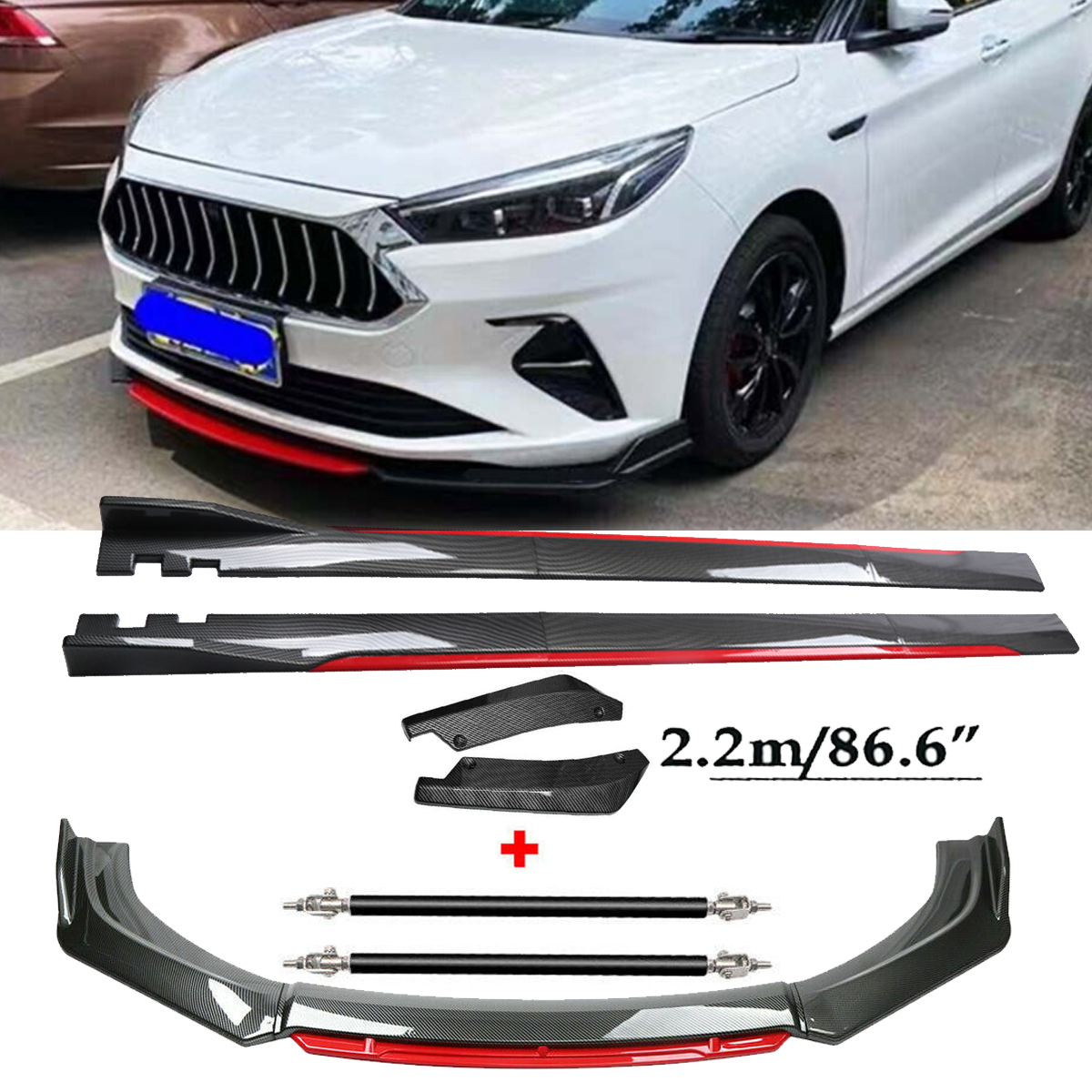 Front Lip Chin Bumper splitter Carbon Fiber Body Side Skirt For Ford Fusion Mond