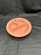 Hankscraft Mid Century Pink Divided Pottery Baby Food Warming Dish 1940's