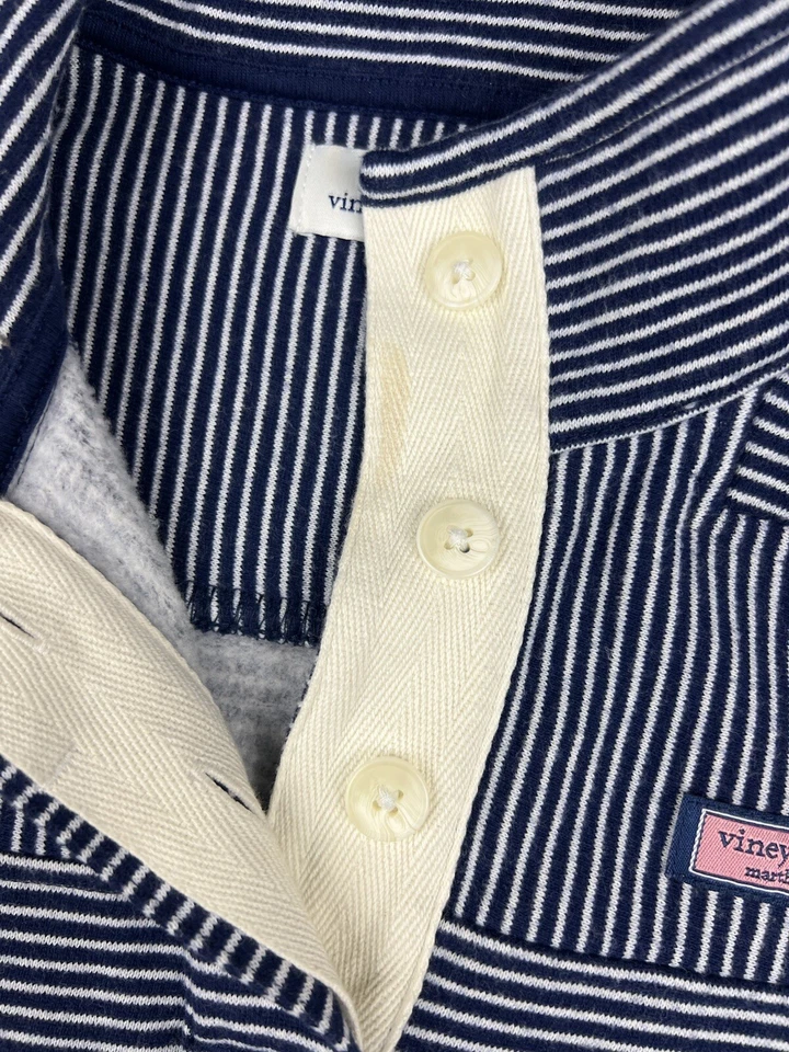 Vineyard Vines Pullover Mujer XS Botón Tapeta Oveja Camisa Suéter Rayas Ballena Foto 4 de 4