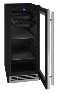 U-Line UHBV115-IS01A  Black One-Section Solid Door Refrigerator